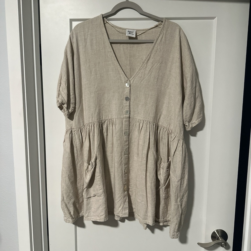 Princess Polly Cream Button-Down Tunic